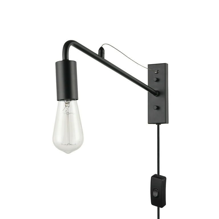Globe Electric Holden 1 Light Matte Black Long Arm Plug In Wall
