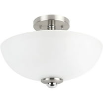Globe Electric Hudson 2-Light Brushed Nickel and Chrome Semi-Flush Mount Ceiling Light, 63357