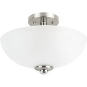 Globe Electric Hudson 2-Light Brushed Nickel and Chrome Semi-Flush Mount Ceiling Light, 63357