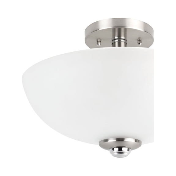 Globe Electric Hudson 2-Light Brushed Nickel and Chrome Semi-Flush Mount Ceiling Light, 63357