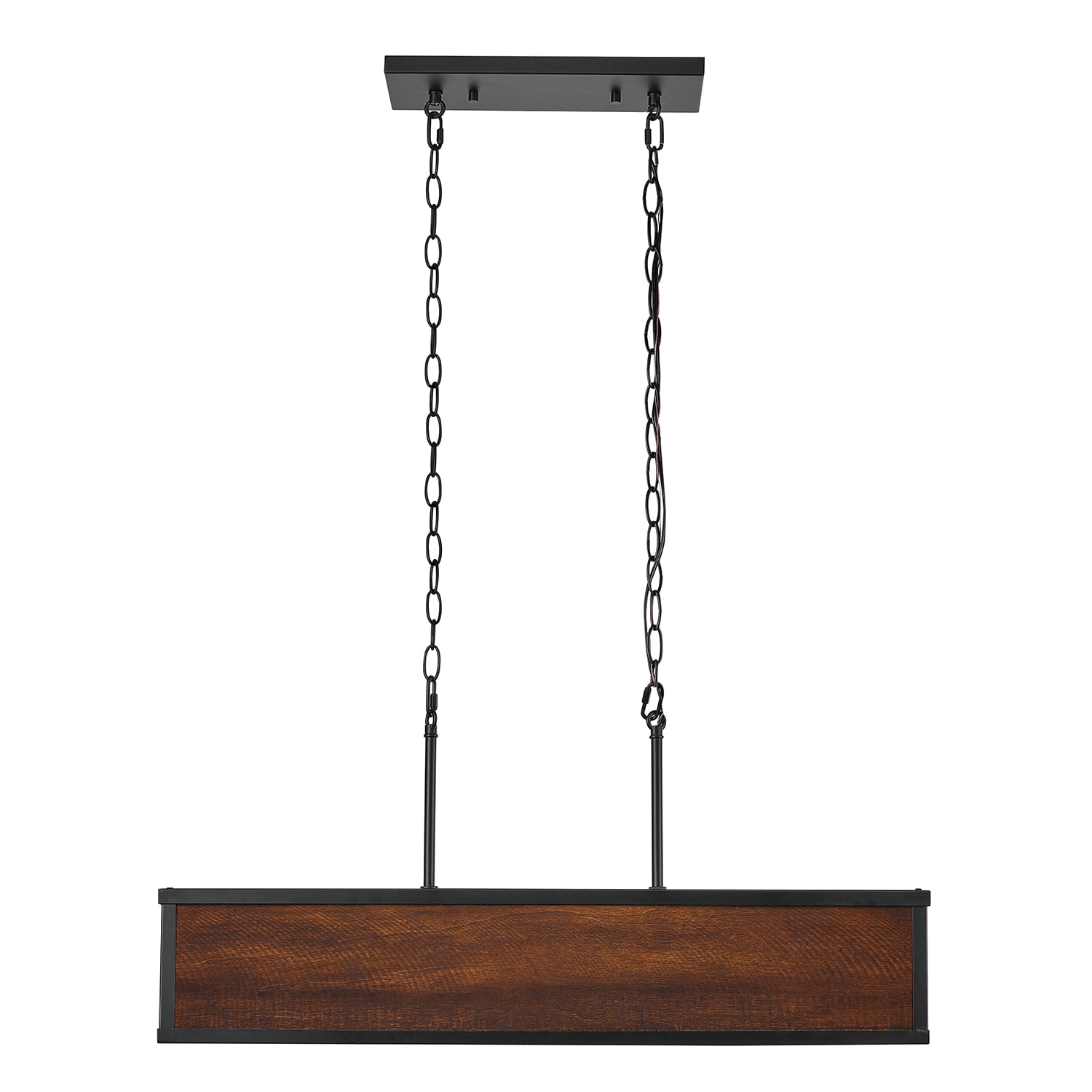 Matte Black and Brown Faux Wood LED Pendant Light