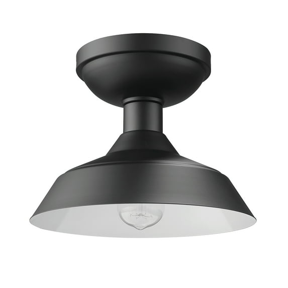 Globe Electric Kurt 1-Light Matte Black Outdoor Indoor Flush Mount Ceiling Light, 44677