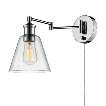 Globe Electric LeClair 1-Light Chrome Plug-in or Hardwire Wall Sconce, Industrial , 65704
