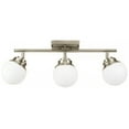 thumbnail image 1 of Globe Electric Mabel 3-Light Antique Brass Track Lighting with Frosted Glass Shades, Bulbs Included, 59767, 1 of 5