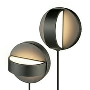 Globe Electric 4.75 Matte Black LED Integrated Plug-in or Hardwire Indoor Wall Sconce (2-pack)