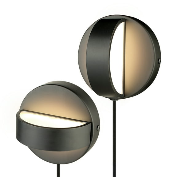 Globe Electric 4.75" Matte Black LED Integrated Plug-in or Hardwire Indoor Wall Sconce (2-pack)