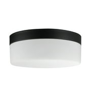 Globe Electric Mark 23-Watt Black LED Integrated Outdoor Flush Mount Ceiling Light with Frosted Glass Shade, 44658