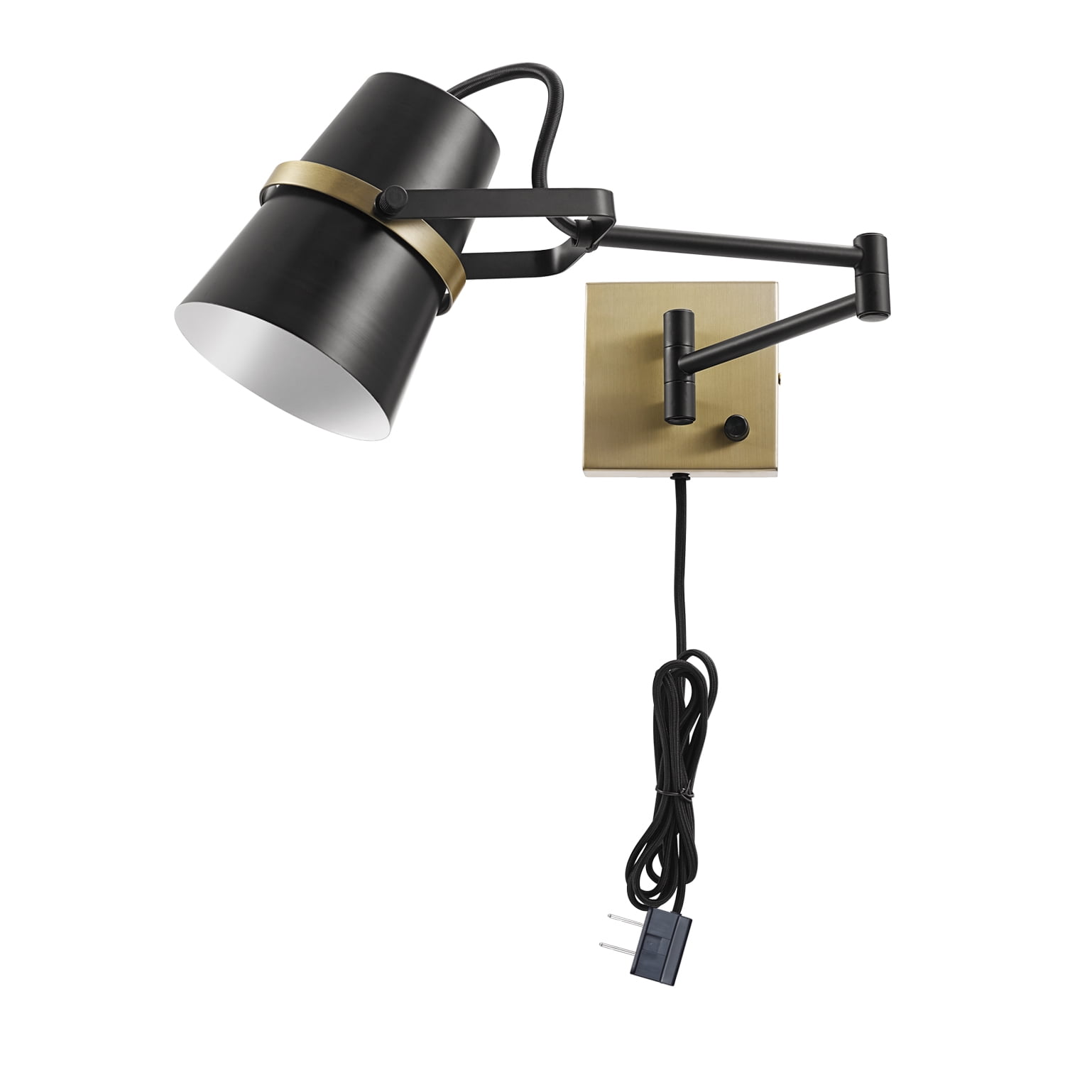 Globe Electric 22" 1-Light Matte Black Plug-in or Hardwire Indoor Swing Arm Wall Sconce