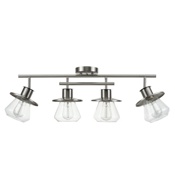 Globe Electric Industrial Style 4-Light Brushed NickeGlass Shades Track Light Kit