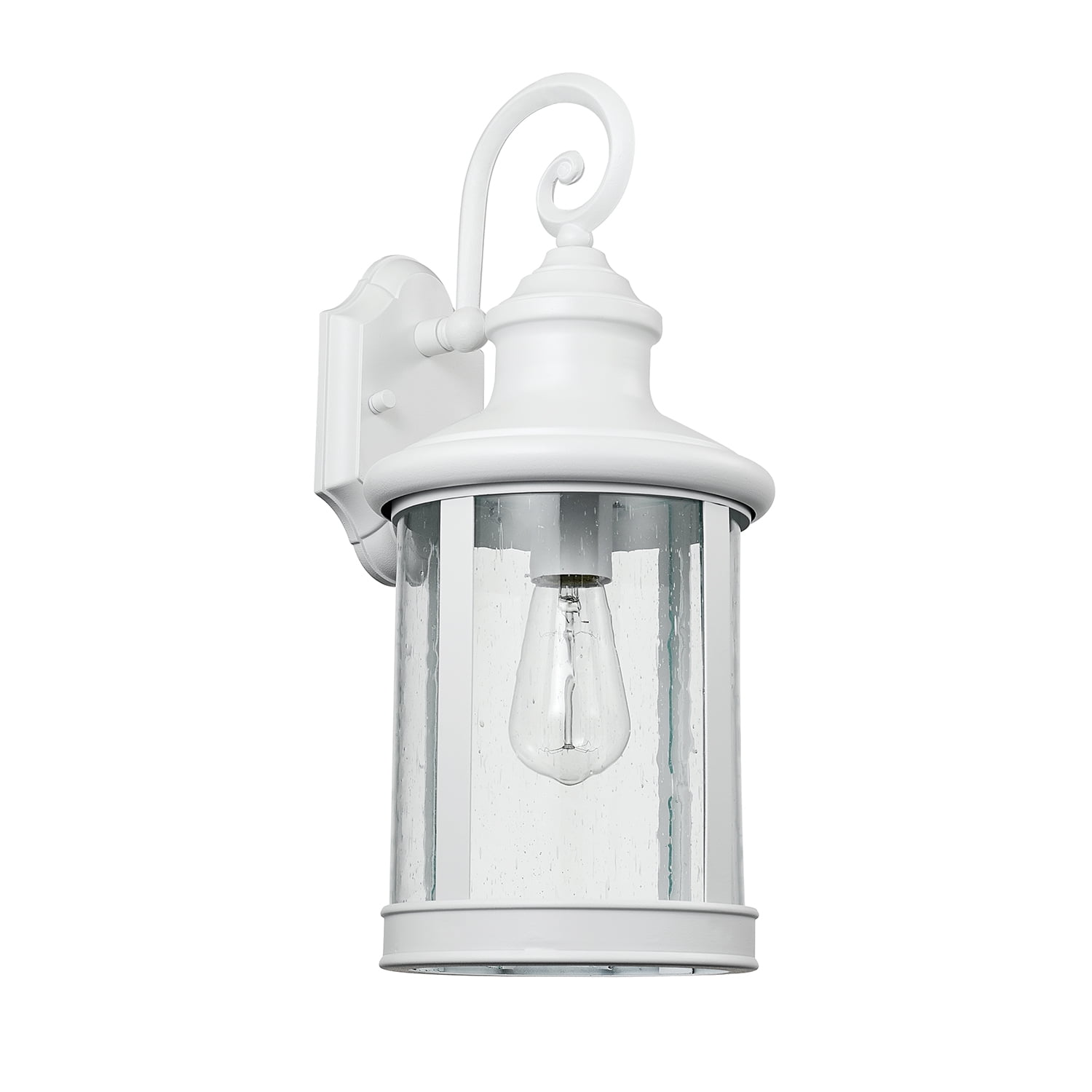 Globe Electric Norman 1-Light White Outdoor Indoor Wall Sconce with Clear  Seeded Glass Shade and Bulb Included, 44537