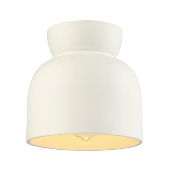 Globe Electric 91010568 Novogratz x Globe Ines 1-Light Matte Off-White Flush Mount Ceiling Light with Ceramic Effect Shade