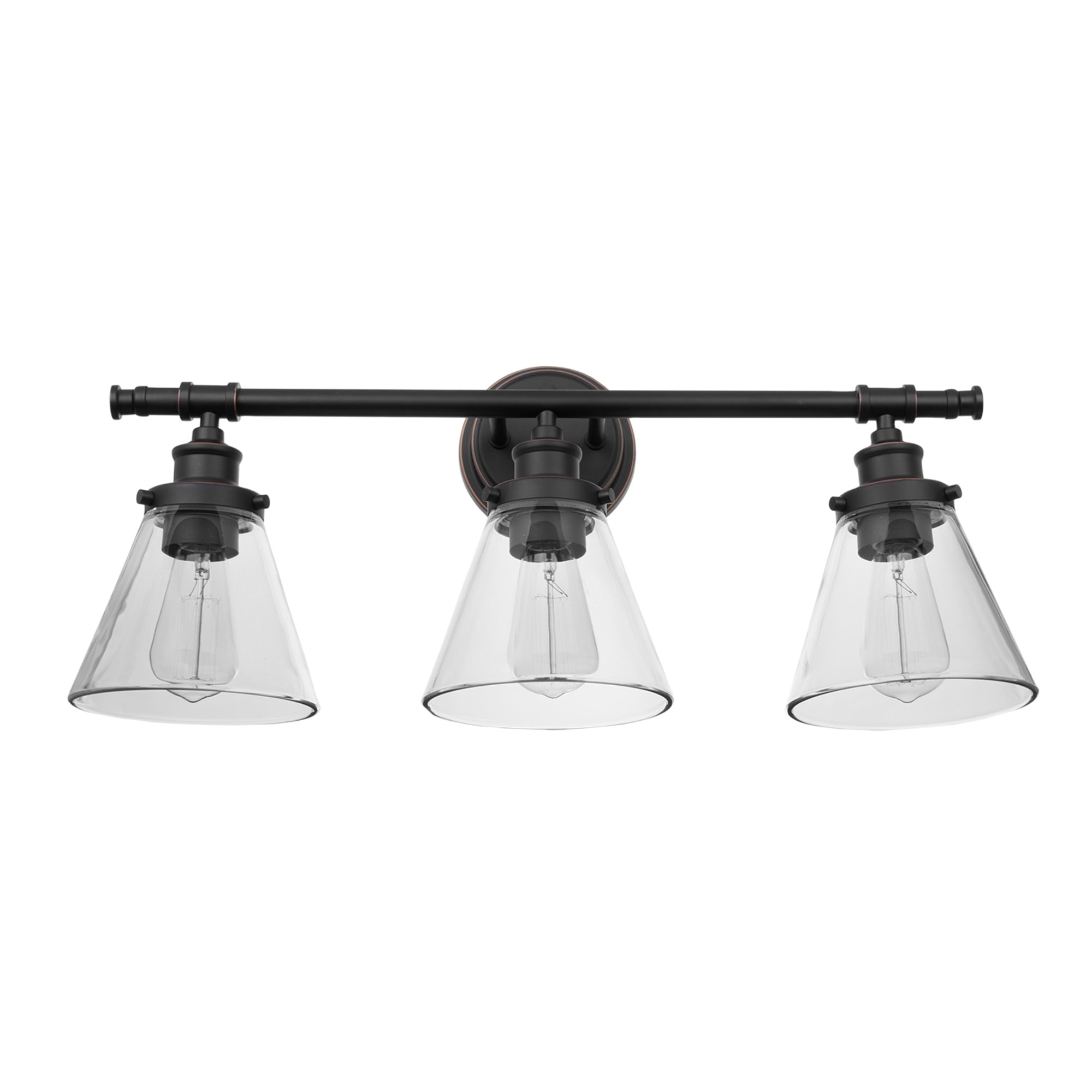 Jayden 3-Light Vintage Bronze Vanity Light with Clear Glass Shades