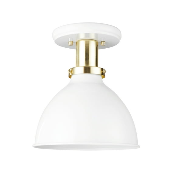 Globe Electric Pearl 1-Light Matte White Semi-Flush Mount Ceiling Light with Matte Gold Accent, 61262