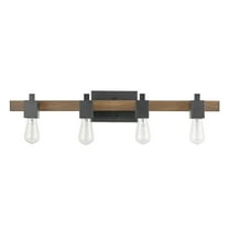 Globe Electric Rustic Industrial Style 4-Light LED Matte Black Faux Wood Vanity Light