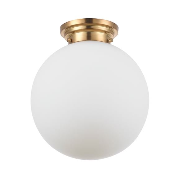 Globe Electric 1-Light Matte Brass Indoor Semi-Flush Mount Ceiling Light with Opal Glass Shade