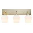 thumbnail image 1 of Globe Electric Raja 3-Light Matte Brass Vanity Light with Opal Glass Shades, 51615, 1 of 6