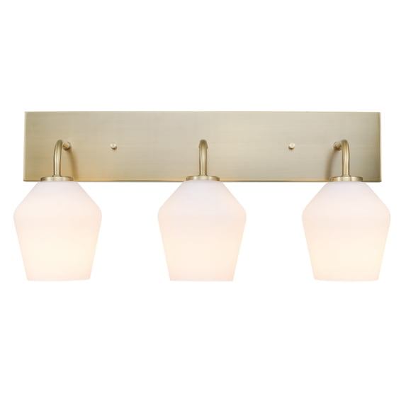 Globe Electric Raja 3-Light Matte Brass Vanity Light with Opal Glass Shades, 51615