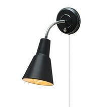 Globe Electric Ramezay 1-Light Matte Black Plug-In or Hardwire Task Wall Sconce Light, 65312