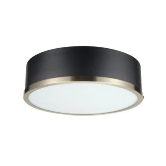 Globe Electric Selina 2-Light Matte Black Flush Mount Ceiling Light with Frosted Glass Shade