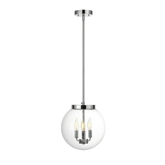 Globe Electric Sevda 3 Lights Chrome Chandelier with Clear Glass Shade, 60887