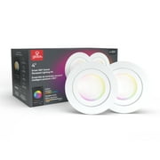 Globe Electric Smart 4" Swivel LED Multicolor Recessed Lighting 2-Pack, Voice Activated, 9W, 50467