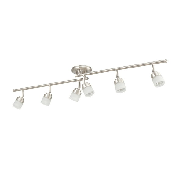 Globe Electric Modern Contemporary 6-Light Brushed Nickel Foldable Track Lighting Frosted Glass Shades