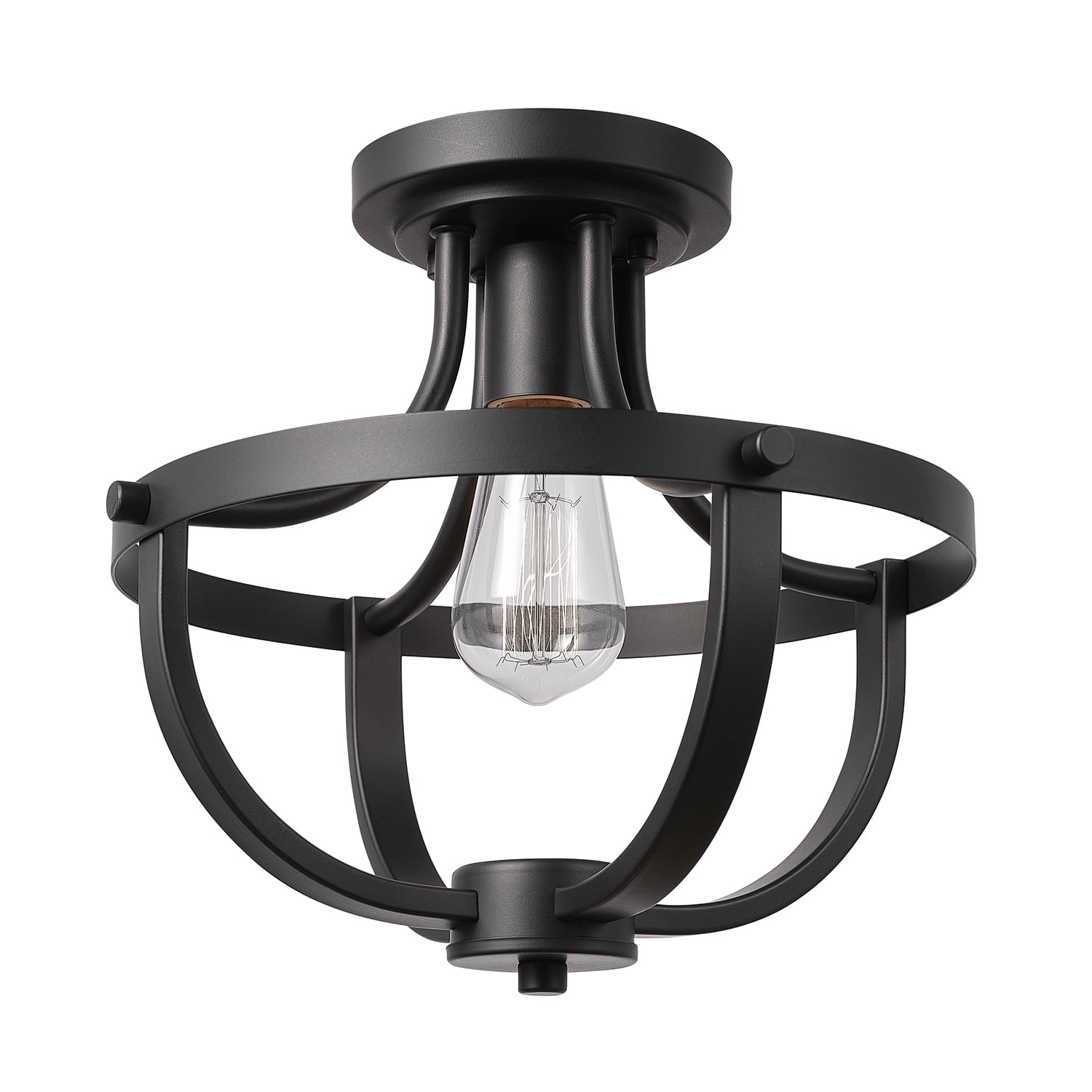 Globe Electric Stellan 1-Light Matte Black Flush Mount Ceiling Light, 91000918