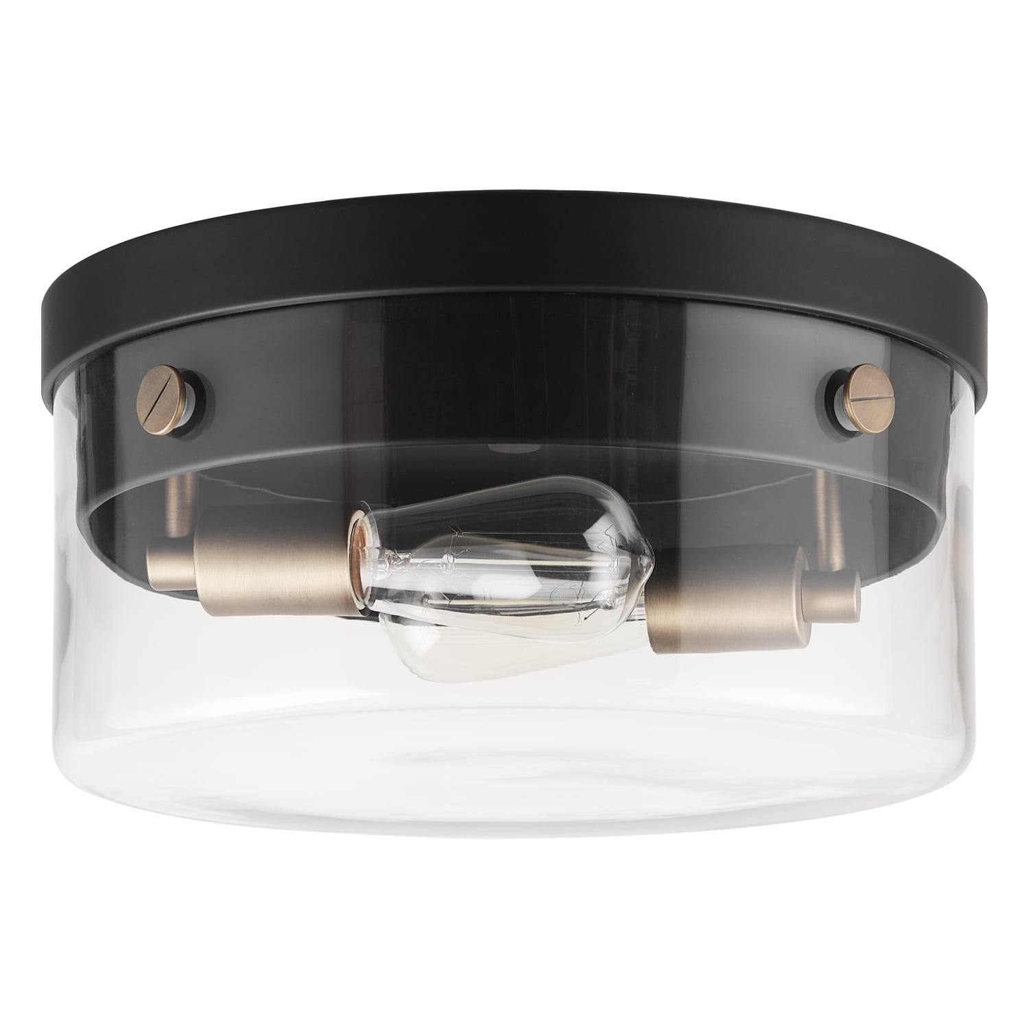 Modern Glam 13" Matte Black Glass Flush Mount Ceiling Light