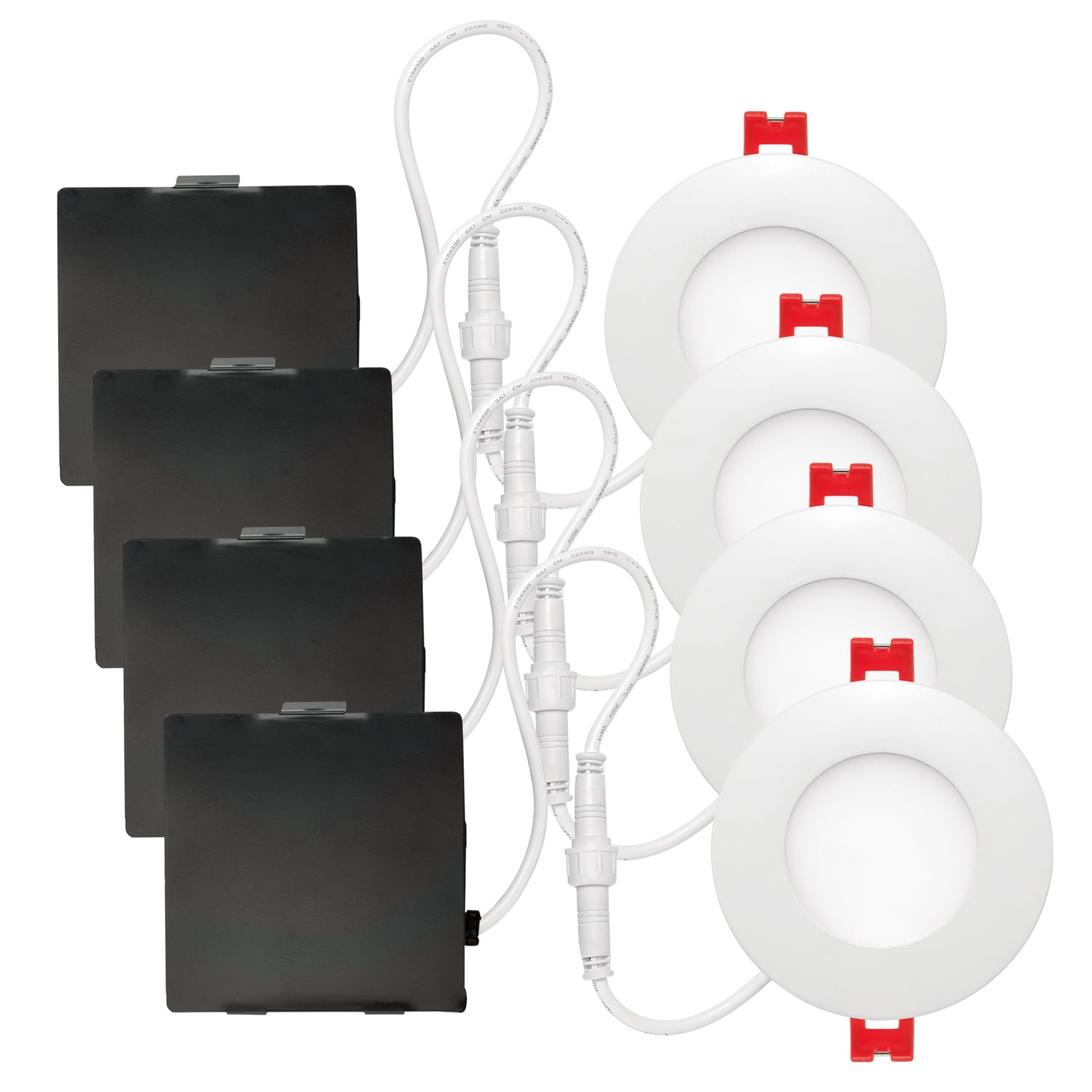 White 3" Ultra Slim LED Recessed Lighting Kit, 4-Pack