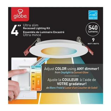 Globe Electric Ultra Slim Energy Star White 4 in. W Plastic LED Recessed Lighting Kit 9 watt