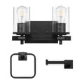 thumbnail image 1 of Globe Electric Upscale Industrial 3-Piece Matte Black Bathroom Accessory Set with 13" 2-Light LED Vanity Light, 1 of 9