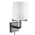 thumbnail image 1 of Globe Electric Valerie 1-Light Dark Bronze Plug-In or Hardwire Wall Sconce with White Fabric Shade, 51515, 1 of 3