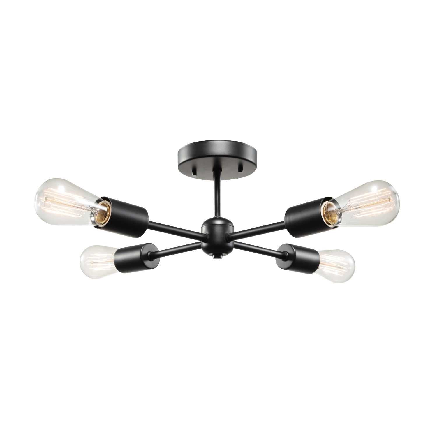 Matte Black Brass LED Sputnik Flush Mount Ceiling Light