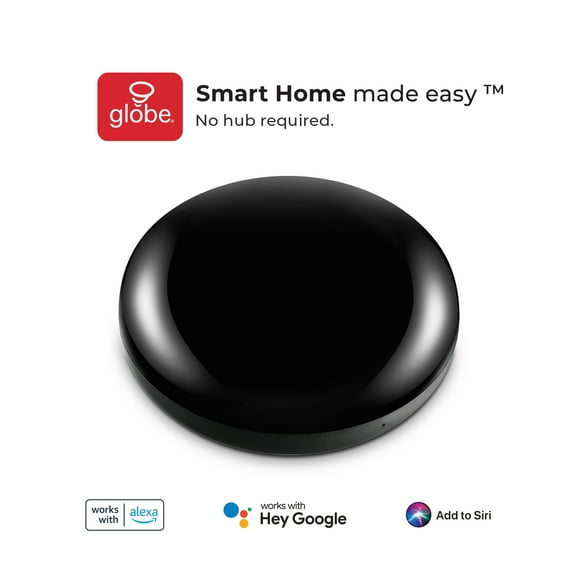 Globe Electric Wi-Fi Smart Black Universal Remote, No Hub Required, Voice Activated, 50279