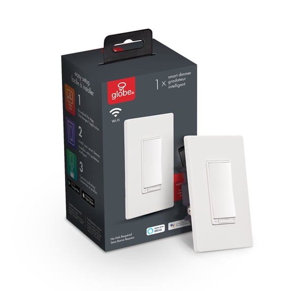 Globe Electric Wi-Fi Smart Dimmer Switch, No Hub Required, Voice Activated, White, 50023