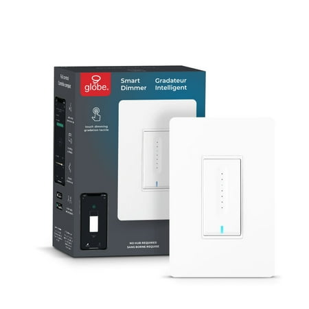Globe Electric Wi-Fi Smart White Dimmer Switch, No Hub Required, Voice Activated, 50199