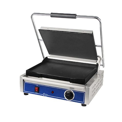 Globe GSG1410 14" x 10" Smooth Iron Top & Bottom Panini Sandwich Grill