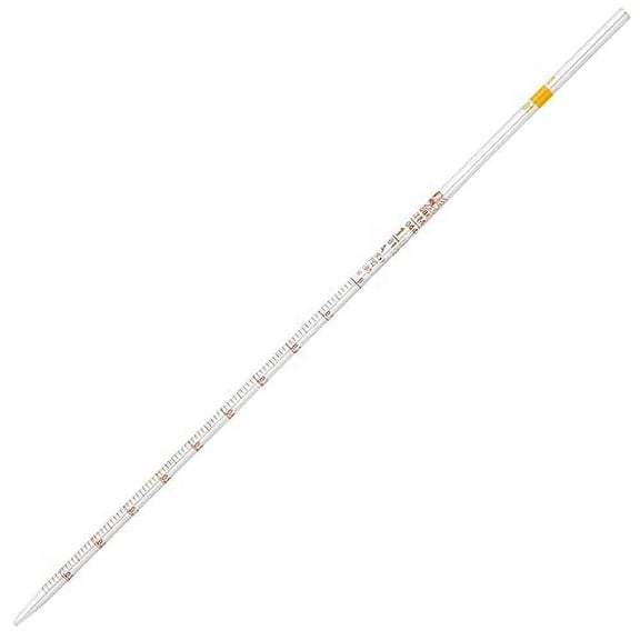 Globe Glass, Serological Pipette, Reusable, 1mL, Class A, to Deliver (TD), 0.01 Graduations, Yellow Band, 6/Box