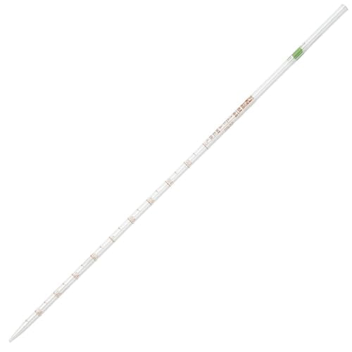 Globe Glass, Serological Pipette, Reusable, 2mL, Class A, to Deliver (TD), 0.1 Graduations, Green Band, 6/Box