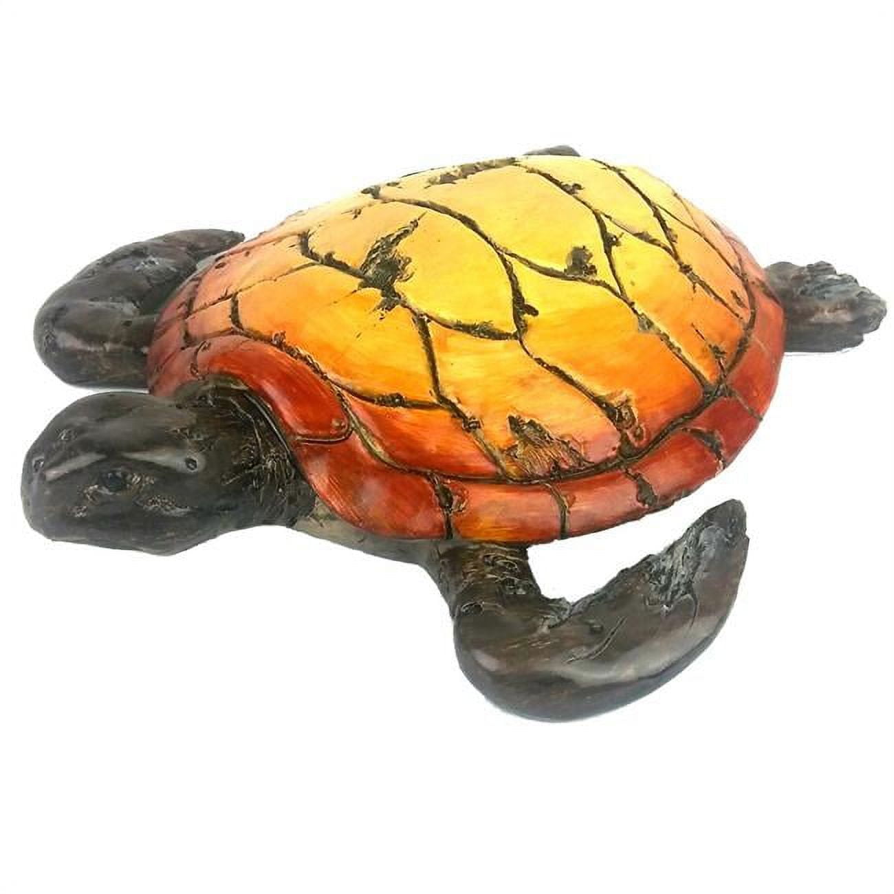11" Brown and Orange Driftwood Sea Turtle Figurine