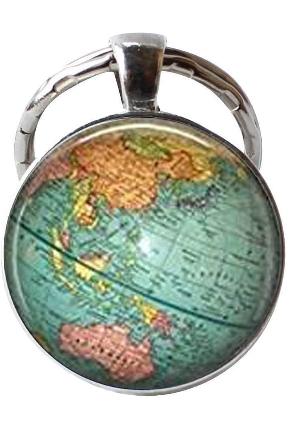 Globe Keychain World Map Planet Earth Geography Key Chain Key