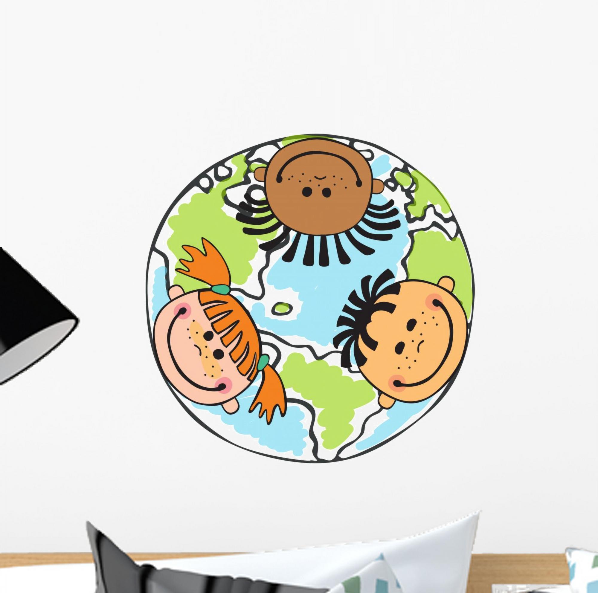 Globe Kids Earth Day Wall Decal Wallmonkeys Peel and Stick Graphics (12 ...