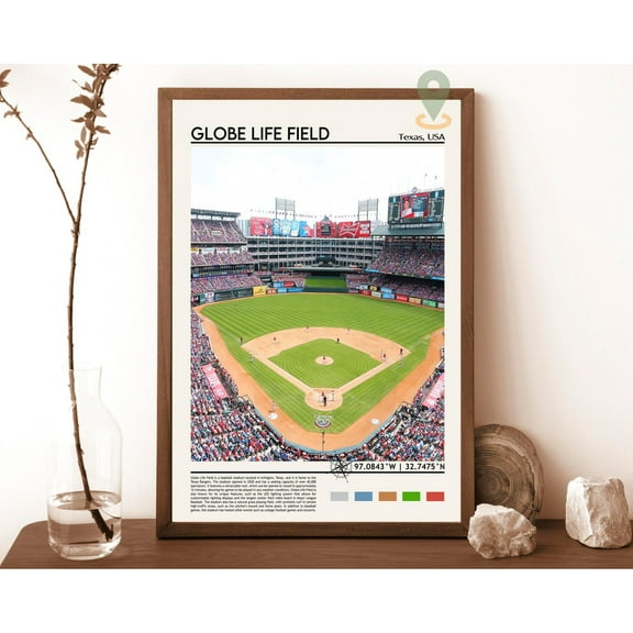 Globe Life Field Print, Globe Life Field Poster, Globe Life Field Wall Art, Globe Life Field Travel, Globe Life Field Art Print, Globe Life Wall Art, Modern Wall Decor, 8x12 UNFRAMED
