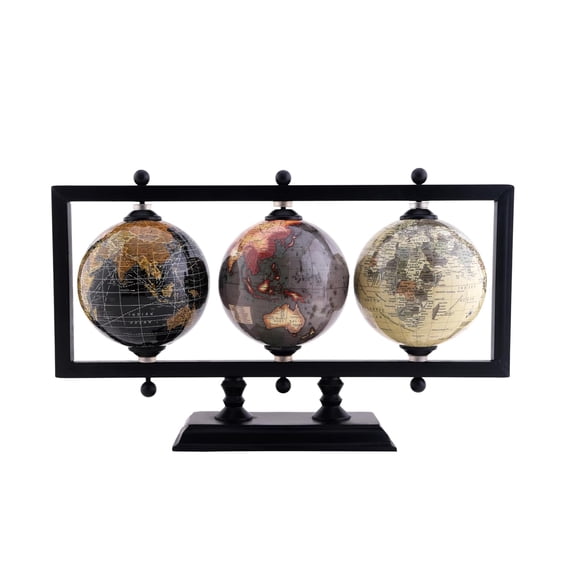 Globe For Office Table Rotating World Map For Kids Room Office Decor, 4 - Inch Diameter Globes With Black Metal Stand For Study Table (Black Rectangle Frame) Pack Of 1