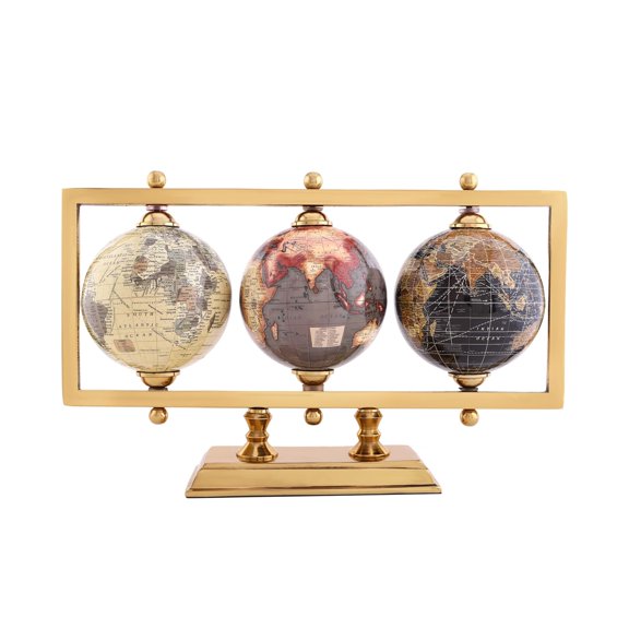 Globe For Office Table Rotating World Map For Kids Room Office Decor, 4 - Inch Diameter Globes With Black Metal Stand For Study Table (Gold Rectangle Frame) Pack Of 1
