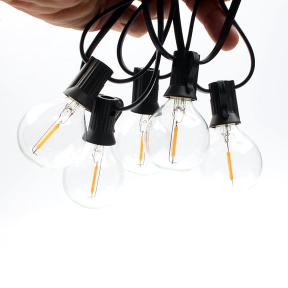 Globe Outdoor LED String Lights 7.6 Meters Patio Lights with 25 PCS Dimmable LED Bulbs + 2 PCS Extra, Waterproof Commercial Hanging Lights for Backyard Bistro Pergola Party Decor, G40 with E12 Base