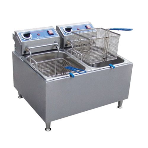 Globe PF32E 32 lb. Dual Tank Electric Countertop Fryer