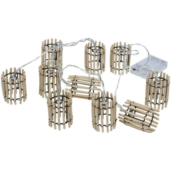 Globe Rattan Ball String Lights - Rattan Wire Pillar Style Lantern String Lights with 10 Lights, Indoor Outdoor Patio Hollow String Light for Home Pergola Porch Party Backyard