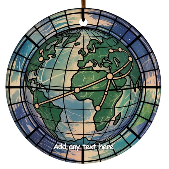 Globe & Route Arcs Ornament Unique Personalized Christmas 2025 Gift for Travel Enthusiasts, Families, Friends and Couples