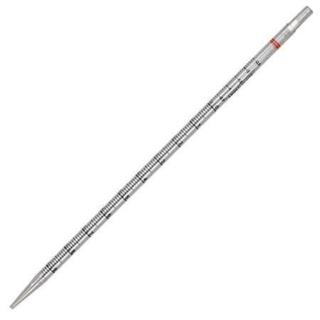 Globe Scientific 1760 Polystyrene UniPlast Serological Pipette, 10mL Capacity, Standard Tip, 297mm Length, Sterile, Orange Striped, Individually Wrapped (Case of 200)